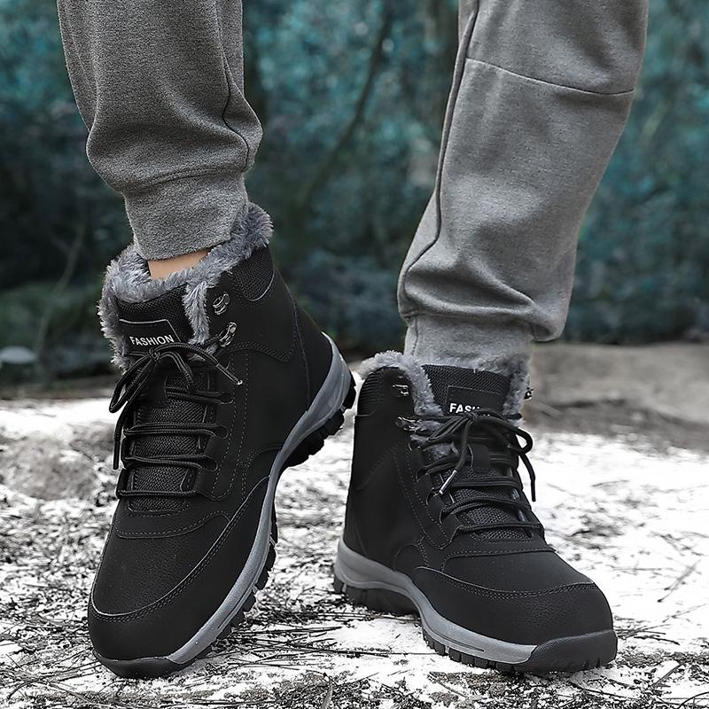 Men's Boots Winter Work Cotton Shoes Outdoor Wear-resistant Thick Sole Fashion Plush Warmth Casual Snow Boots for Women 2024