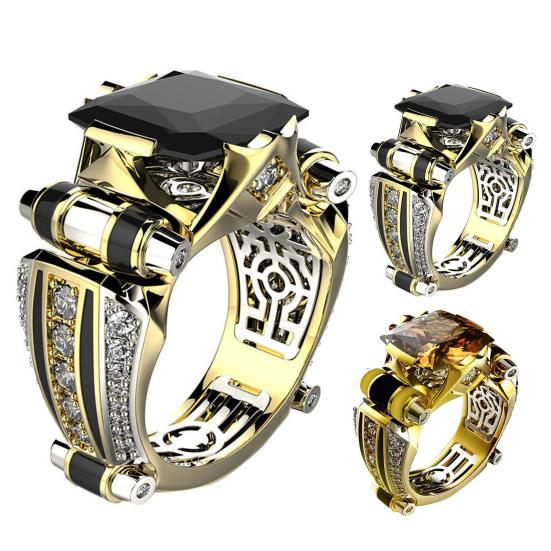 Кольцо унисекс, винтажное, готическое, роскошное, блестящие стразы, гальваническое украшение, подарки для мужчин и женщин, кубический цирконий