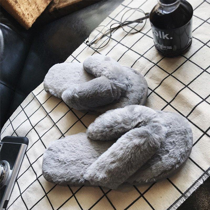 Осенние и зимние плюшевые тапочки женские домашние хлопковые шлепанцы плюшевые шлепанцы нескользящая верхняя одежда теплые пушистые тапочки