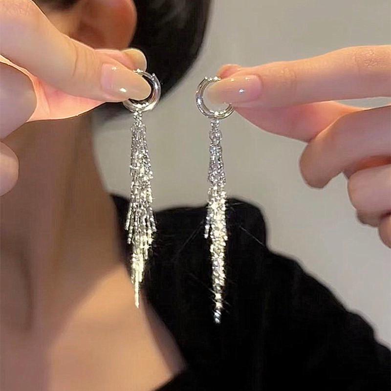 Super Flash Long Tassel Earrings: High-End, Light Luxury Design for Women