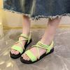 Roman Sandals Women's Summer New Round Toe Open Toe Thin Strap Soft Sole Non-slip Wear-resistant Flat Beach Shoes