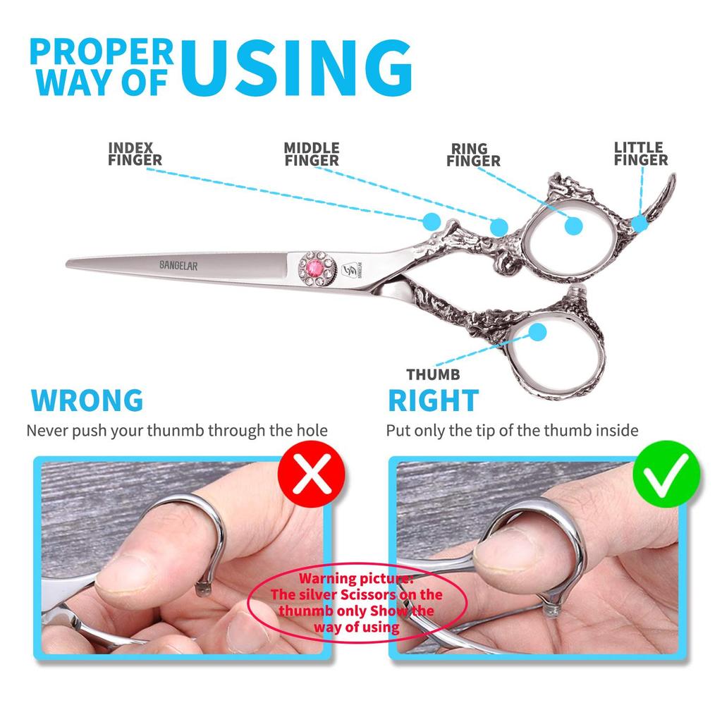 SANGELAR 6 Inch Hair Scissors Set WIth Dragron Silver Professional Hairdressing Tools Hairdressing Salon Tools Hair Grooming Kits