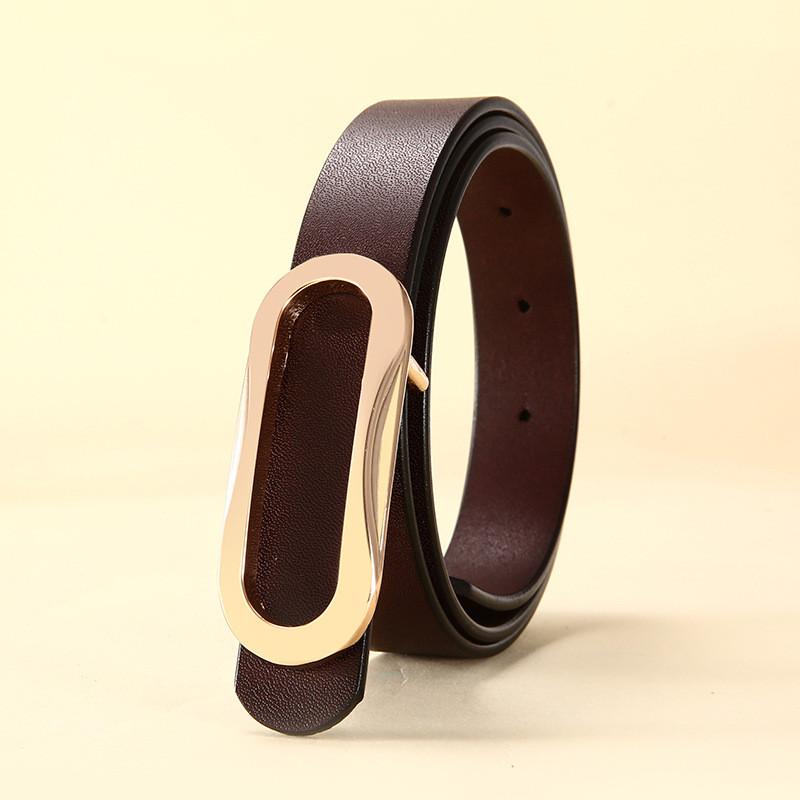 Classic Leather Belt For Women With Smooth Buckle And Casual Style For Office And Daily Wear