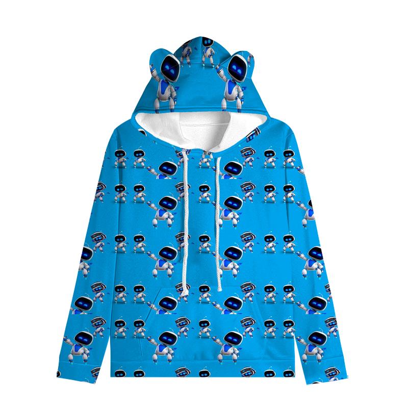 Толстовка с капюшоном «Кошачьи ушки» в стиле астронавта, уличная одежда для детей, пуловер с ушками в космическом стиле, мягкая унисекс-верхняя одежда для малышей