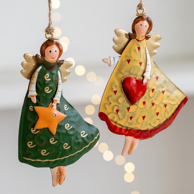 American Country Retro Old Iron Christmas Angel Girl Decoration Pendant Christmas Tree Decoration