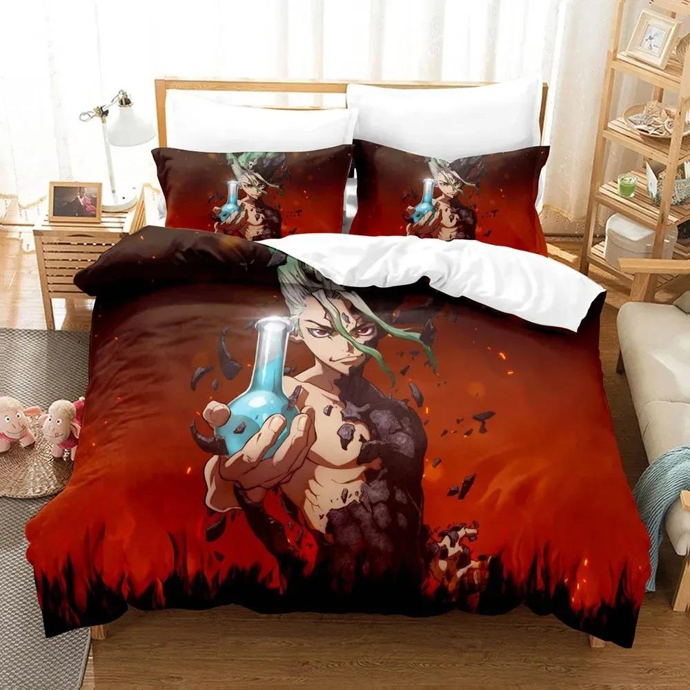 Fashion 3D Shi Ji Yuan Dr. Stone Bedding Sets Duvet Cover Set With Pillowcase Twin Full Queen King Bedclothes Bed Linen