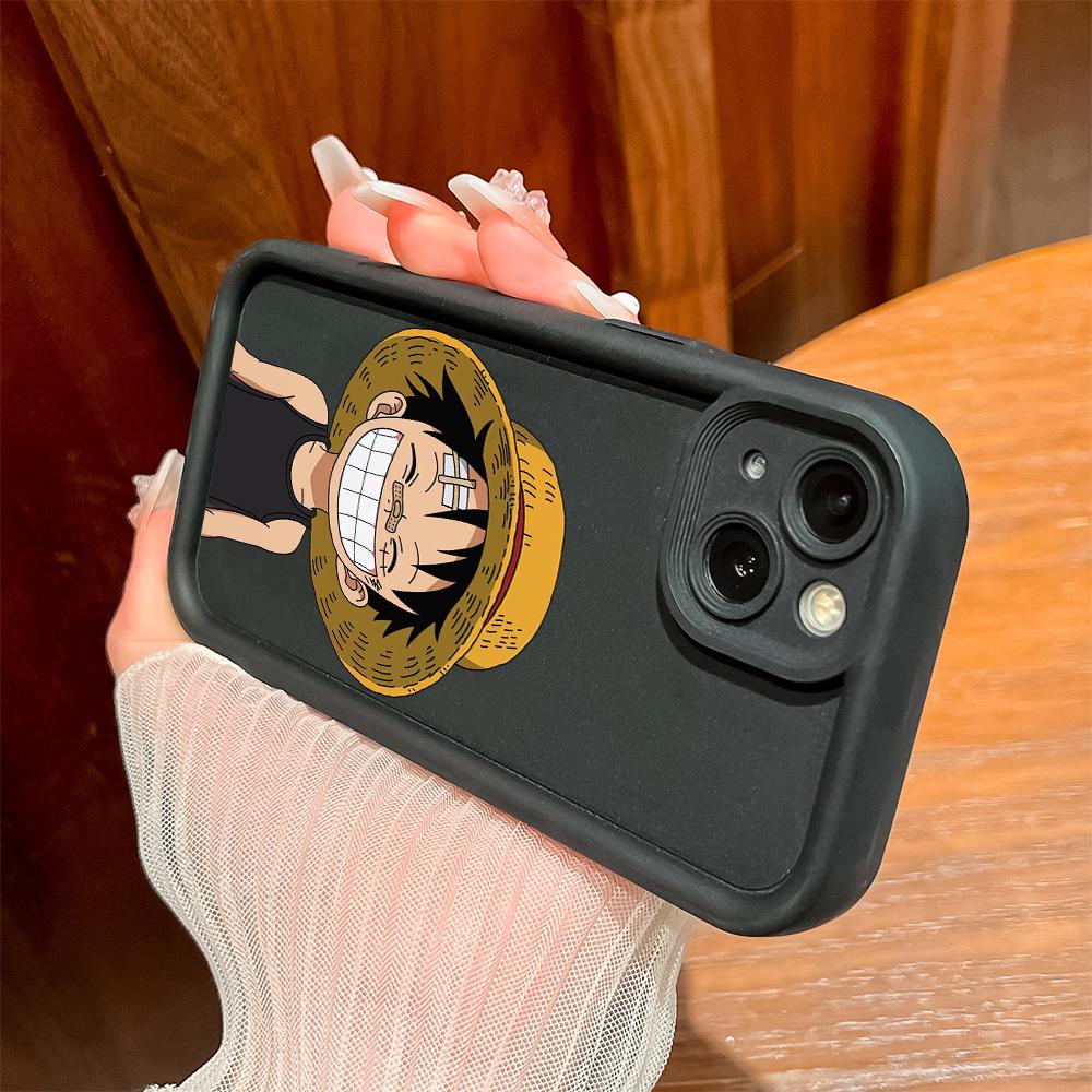 Для iPhone 16 15 14 13 12 11 Pro Max XS Max XR X SE 8 7 Мягкий силиконовый чехол для полной защиты камеры с рисунком Луффи