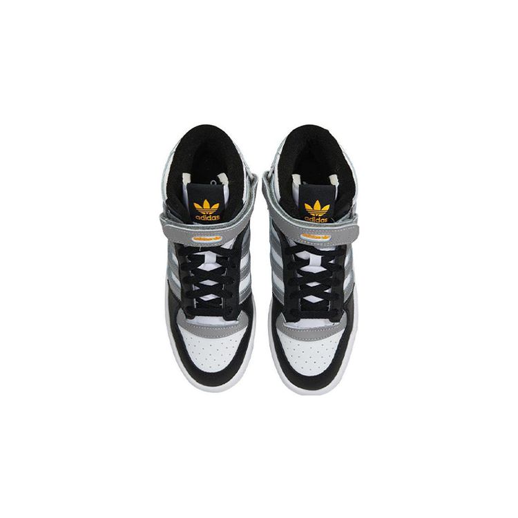 Adidas Forum Mid J Белый Черный Серебристый Детские кроссовки Cloud-White Silver-Metalic Grey-One GY7062