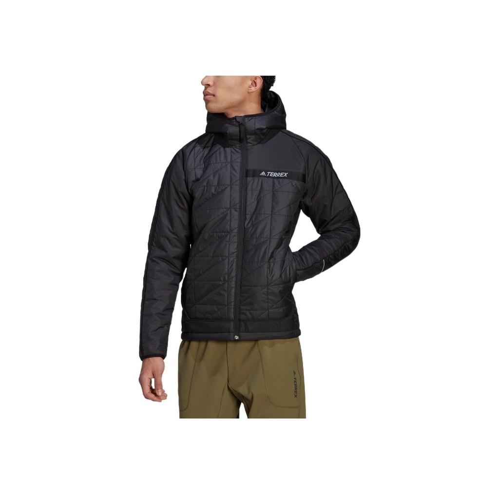 Adidas Solid Color Logo Print Zipper Hooded Long Sleeve Cotton Jacket Men Jacket Black HF0834