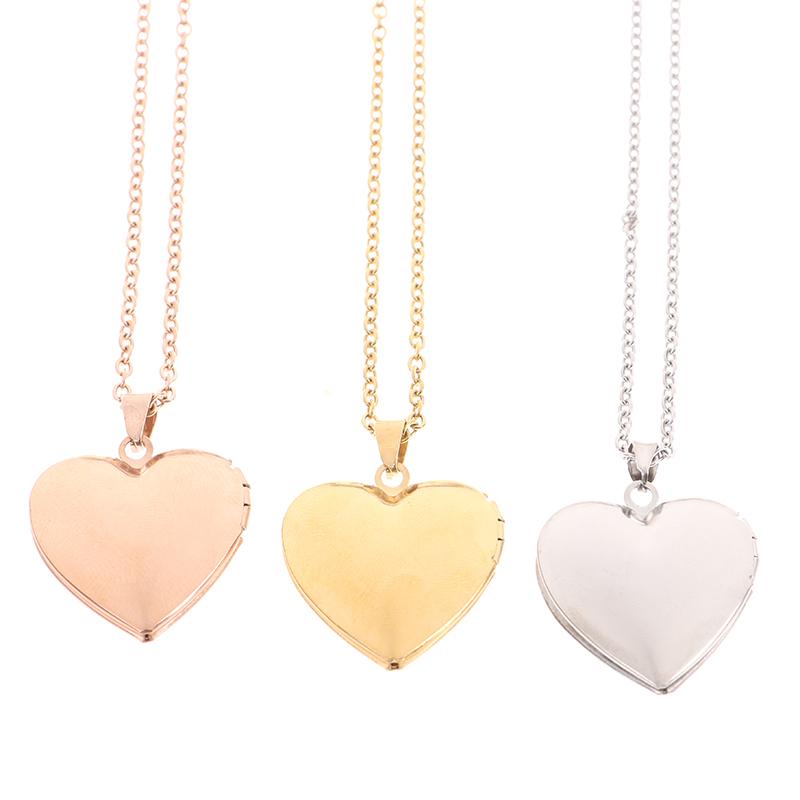 Love Heart Locket Pendants For Women Men Openable Photo Frame Picture Necklace