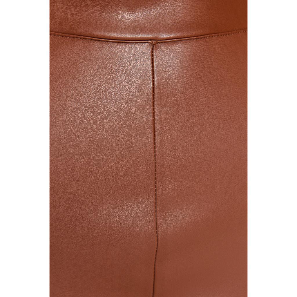 Коричневая мини-вязаная юбка из искусственной кожи с высокой талией Twoaw24et00154