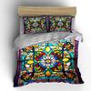 Floral Stained Glass Pattern Bedding Duvet Cover Set Duvet Cover Pillowcases  (1*Duvet Cover 2*Pillowcases, without duvet insert)