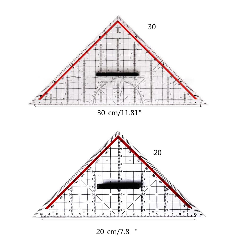 30cm Plastic Protractor Transparent Set Square with Handle Geometry Triangle Stationery Math Tool School Office Supplies
