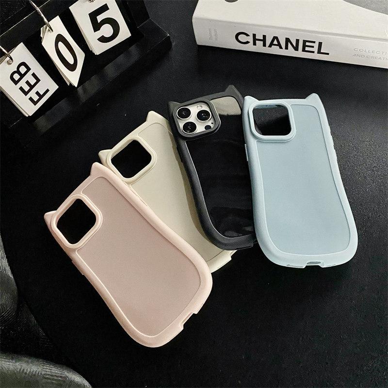 Мягкий силиконовый чехол из ТПУ с мультяшными кошачьими ушками для iPhone 15 Pro Max 14 Plus 13 12 11 Pro, универсальный защитный чехол от падения