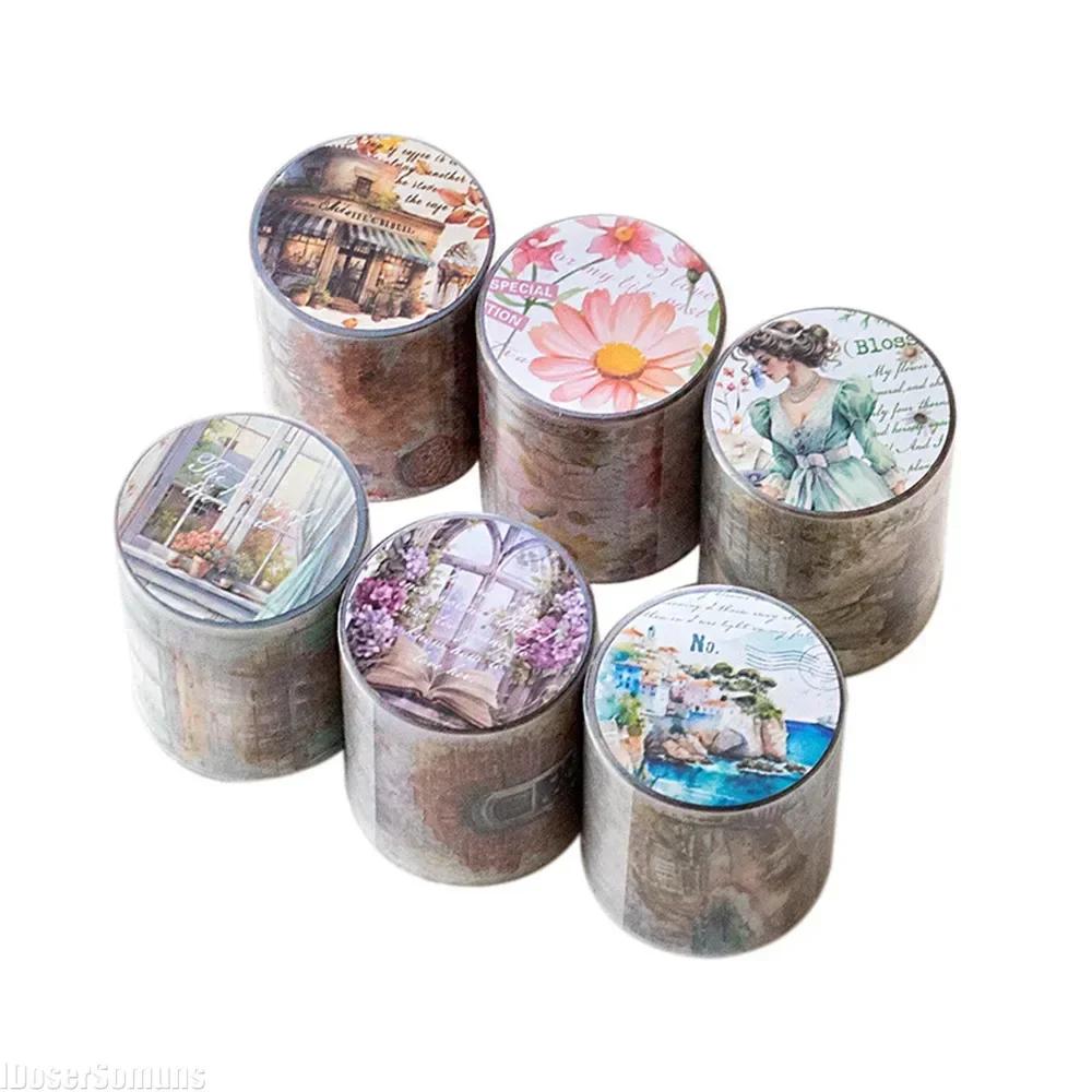 5см*2м Креативная Цветочная ПЭТ-лента Для Коллажа Junk Journal Скрапбукинга Дневника Альбома Материал Маскирующая Лента Наклейки