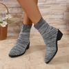 Flying Knitting Autumn Thick Heel Thin Socks Boots Women's Autumn Pointed Head European and American Large Size Breathable Short Tube