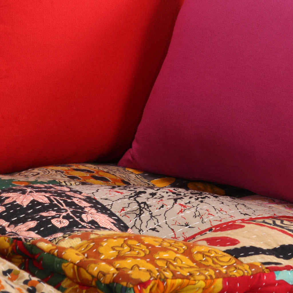 2 Seater Modular Pouf Patchwork Fabric