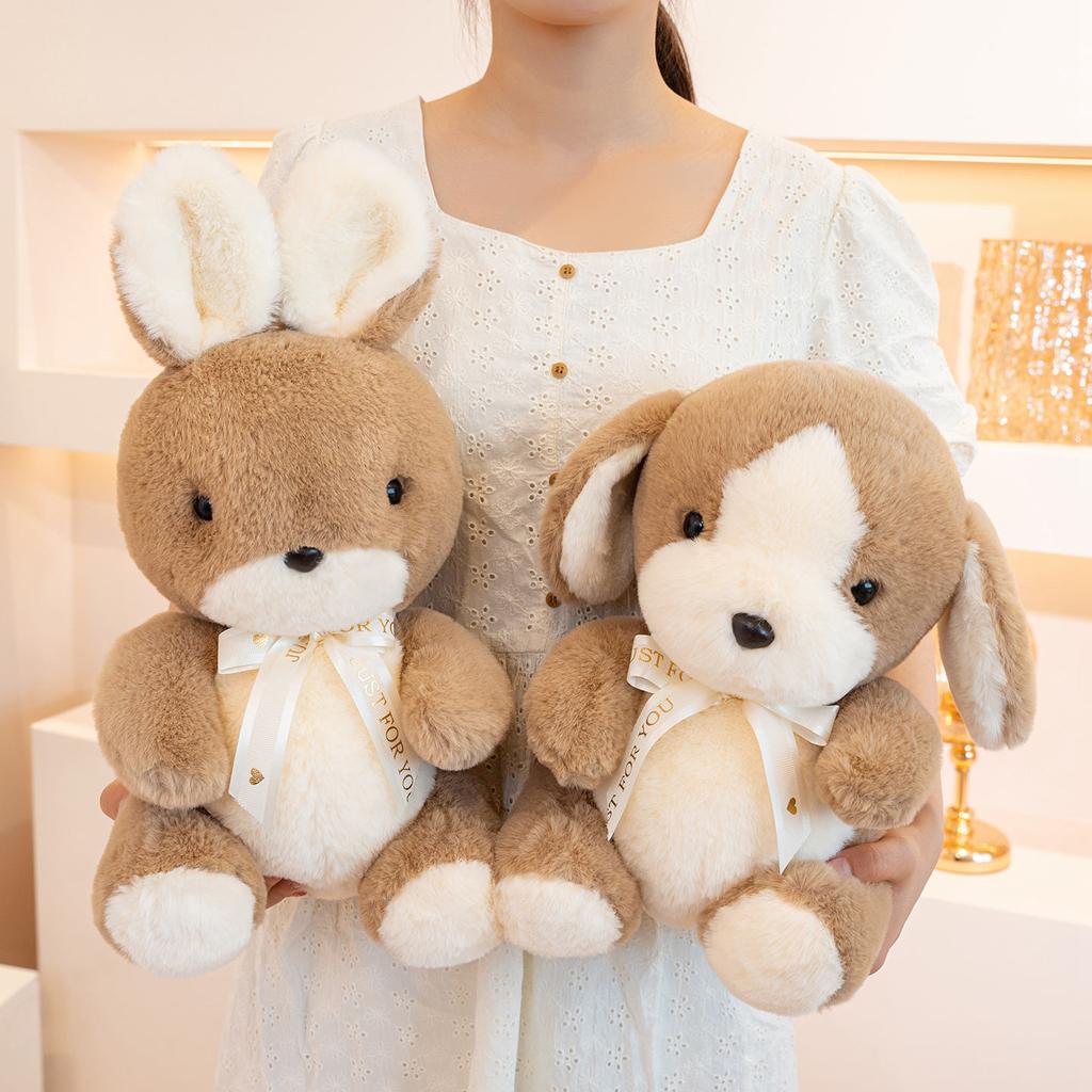 Мягкая плюшевая игрушка Милый Пес Медведь Кролик Мягкая Кавайная Щенок Кролик Кукла Детская игрушка Мультяшное животное Девочки Дети Подарок на день рождения Рождество