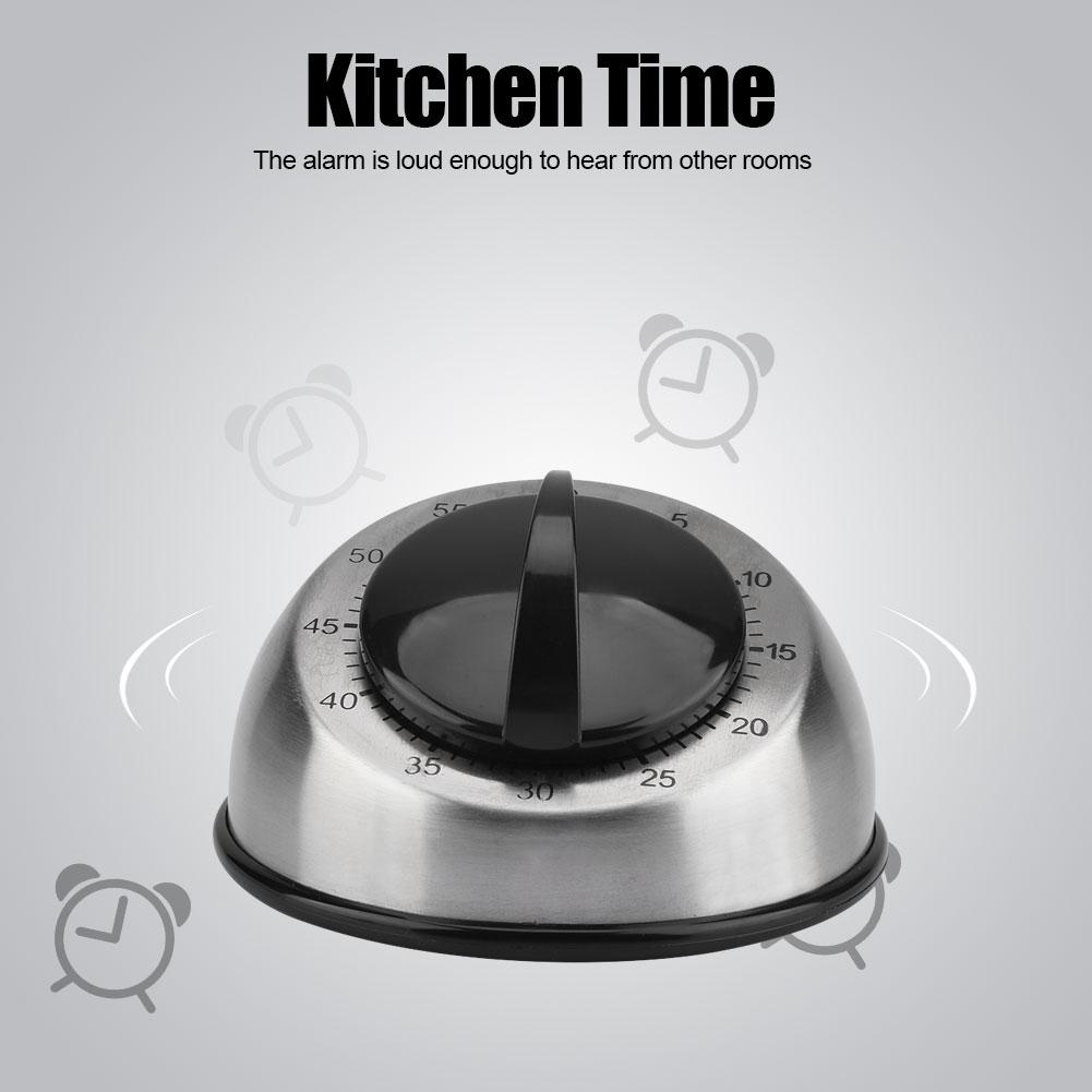 60 Minutes Stainless, Timer Mechanical stainless steel Steel Kitchen timer tools Wind up Time Reminder