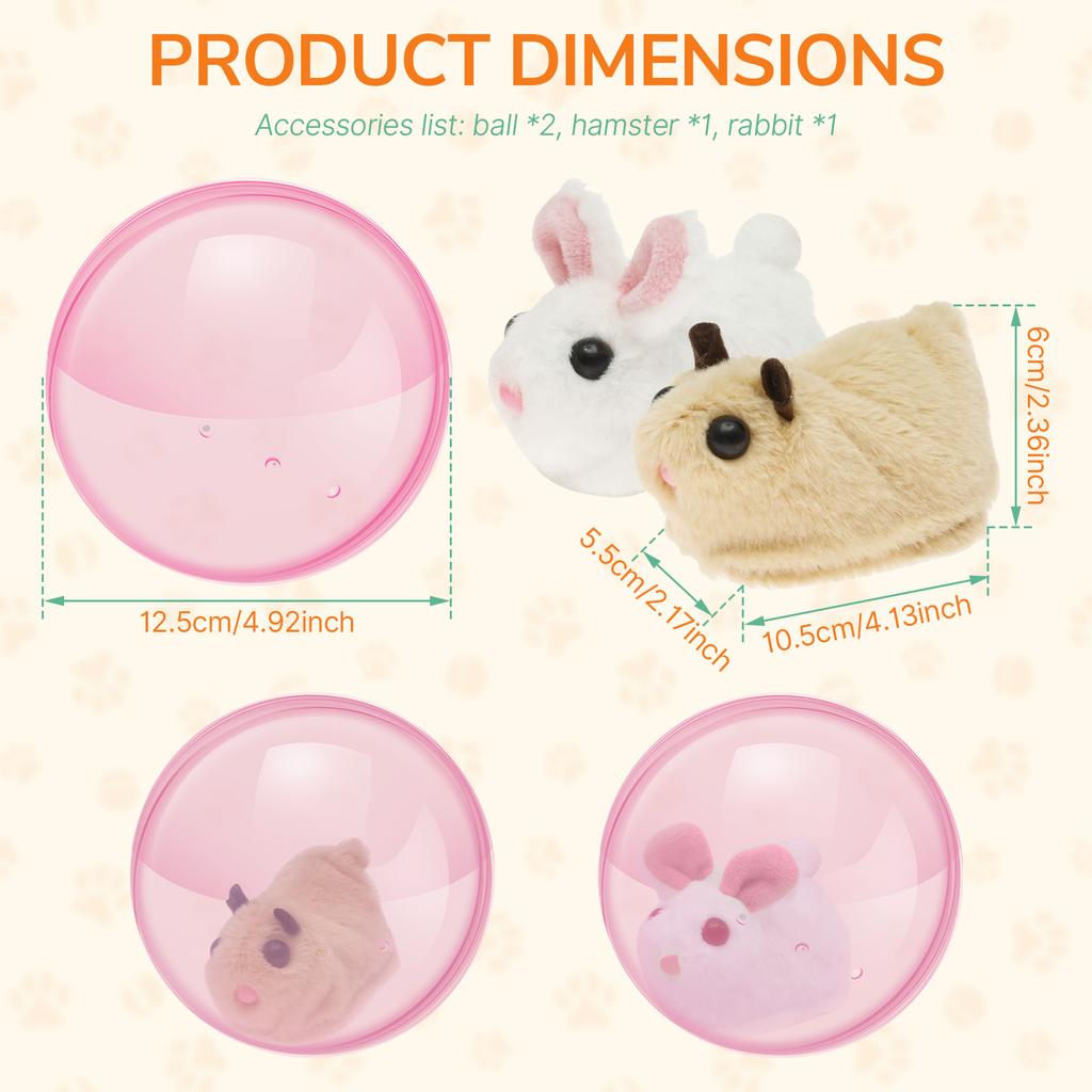 2 Pcs Interactive Cat Rolling Ball Toy Smart Obstacle Avoiding Steering Cat Toy Built in Plush Doll Drive Mechanism Pet Supplies