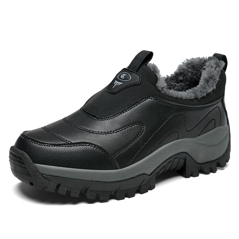 Модные новые зимние мужские ботинки для отдыха на открытом воздухе, теплые плюшевые ботинки для ходьбы, мужские мокасины, офисная обувь для походов, нескользящие резиновые мужские рабочие ботинки