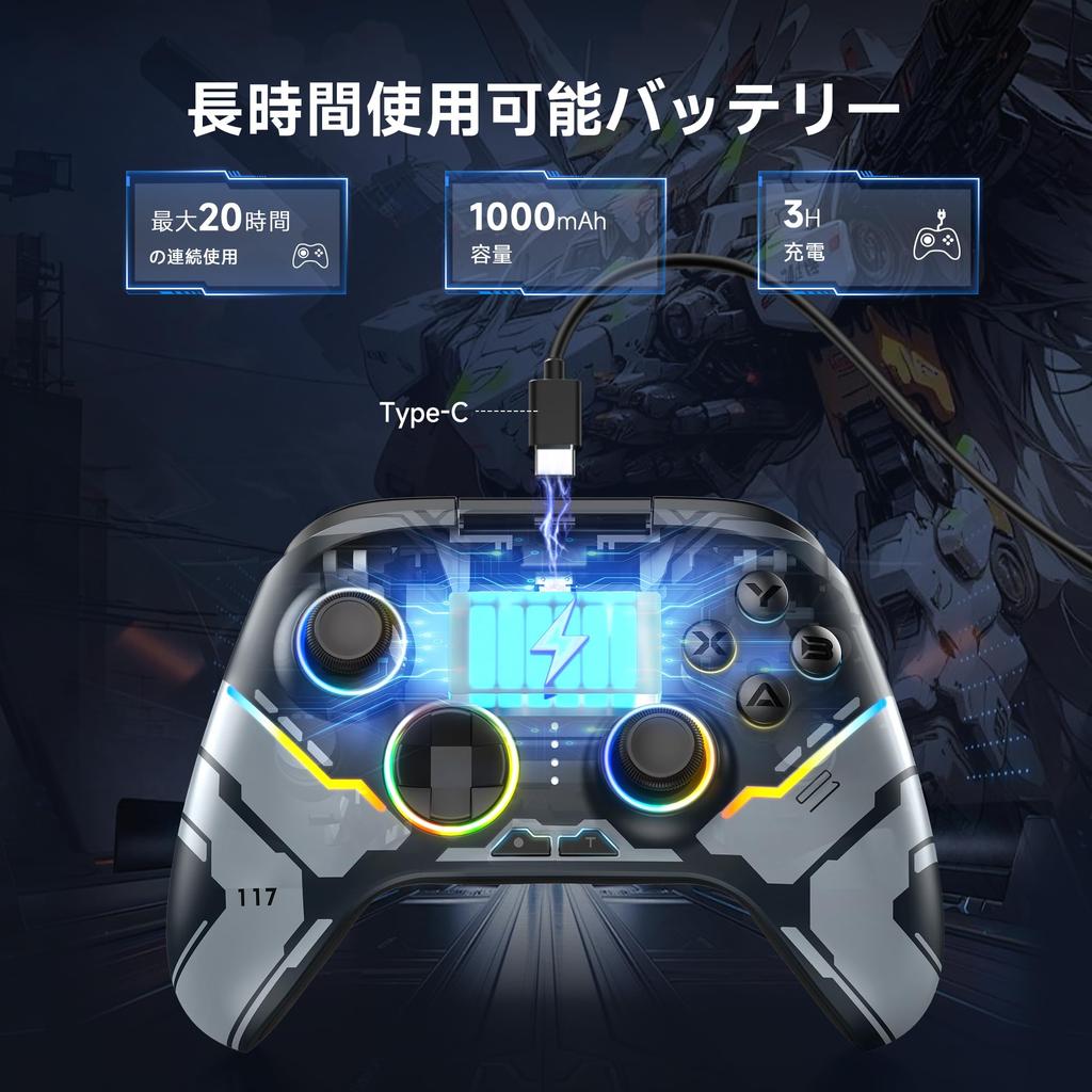 EasySMX X15 PC Controller Enhanced Wireless Bluetooth Controller with Hall Lighting No Stick No Dead Zones Works with Windows and Switch -