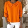 Women's Fashionable Long-sleeved Solid-color Pullover Knitted Sweater Top
