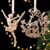 Glitter Sequins Christmas Ornament Champagne Ballerina Dancer/Snowflake/Butterfly Hanging Decoration for Xmas Tree