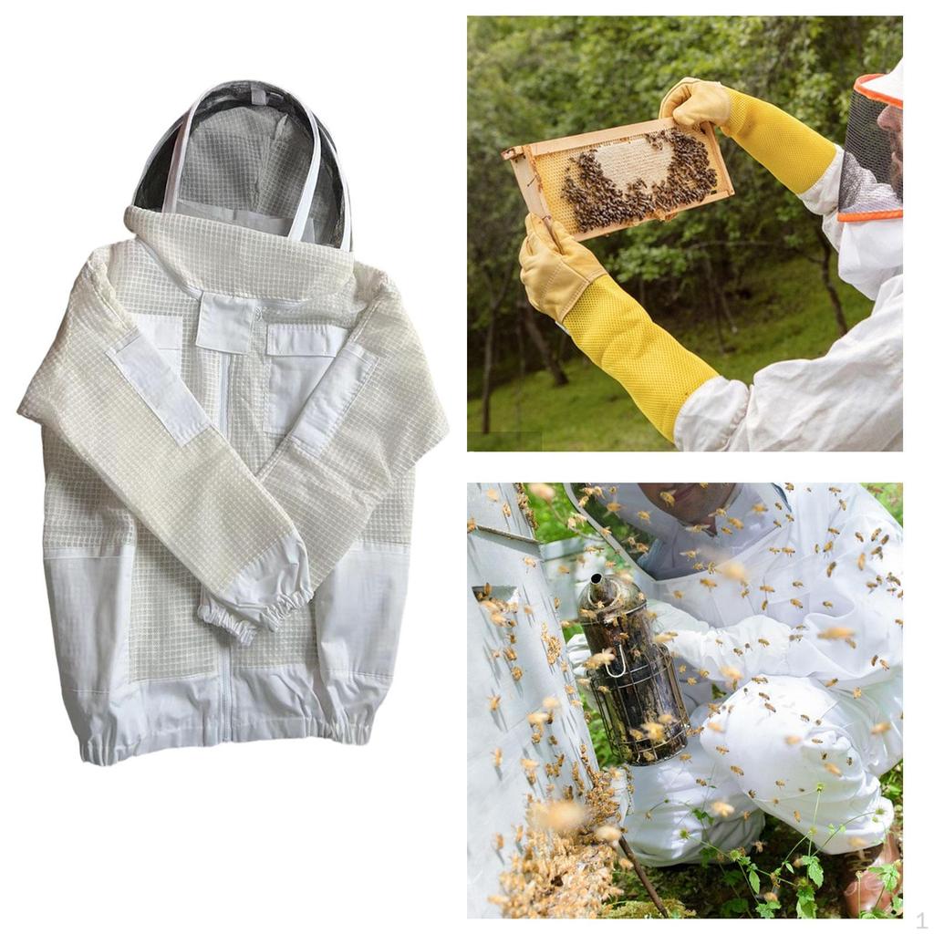 Bee Keeper Suit Adult Outfit with Hood Ventilated Professional Protective Essential Farm Smock