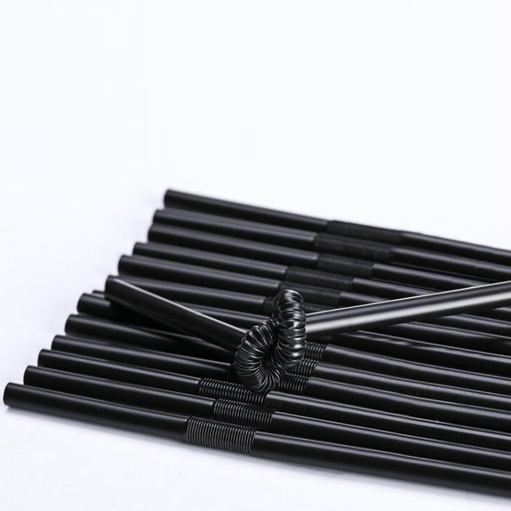 200Pcs Disposable Black Elbow Food-grade PP Material Straws Juice Drink Milk Tea Straws