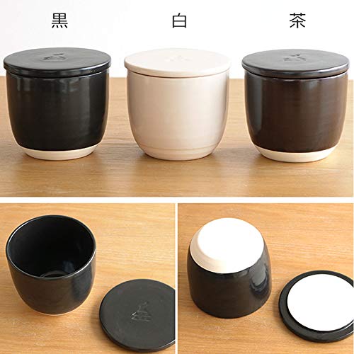 Kamoshika Douguten Small Ceramic Rice Container, 1-1.5-cup Capacity, Made in Japan, Banko Ware, Microwave Safe, Black