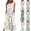 Women's Casual Printed Dresses Round Neck Basic Classic Outdoor Daily Sleeveless Loose Dresses