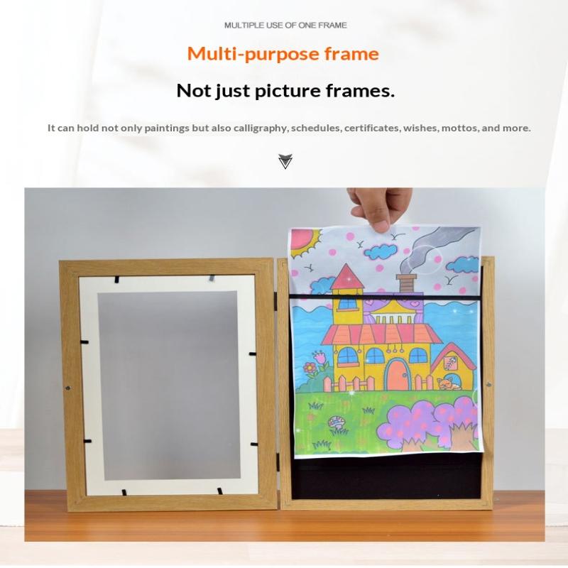 Ids Art Frames, Front Opening Kids Artwork Frames Changeable, White Artwork Display Storage Frame For Wall, Holds 50 Pcs, For 3D