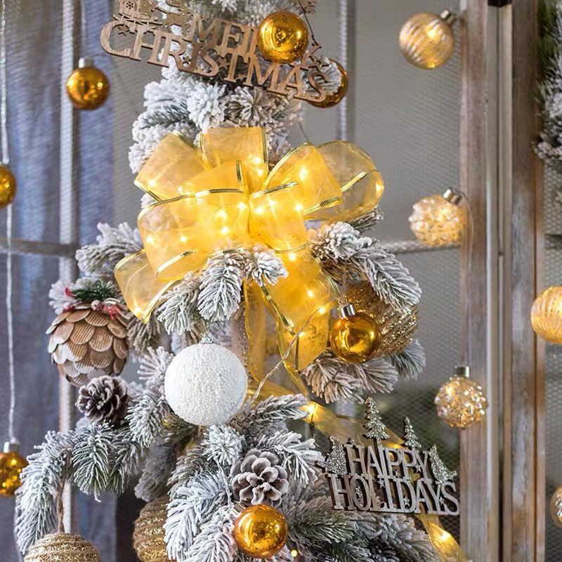 Праздничная лента светодиодная гирлянда и елочные украшения - Набор рождественских шаров и светодиодной ленты