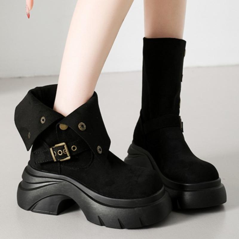 Fashion High Heels Women Platform Mid Calf Boots Designer Suede Fashion Shoes 2025 Winter New Trends Dress Pumps Party Zapatillas Mujer