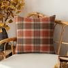 Classic Plaid Cushion Cover - Brown, Yellow & Rustic Red Throw Pillowcase with Zipper for Cozy Home Decor