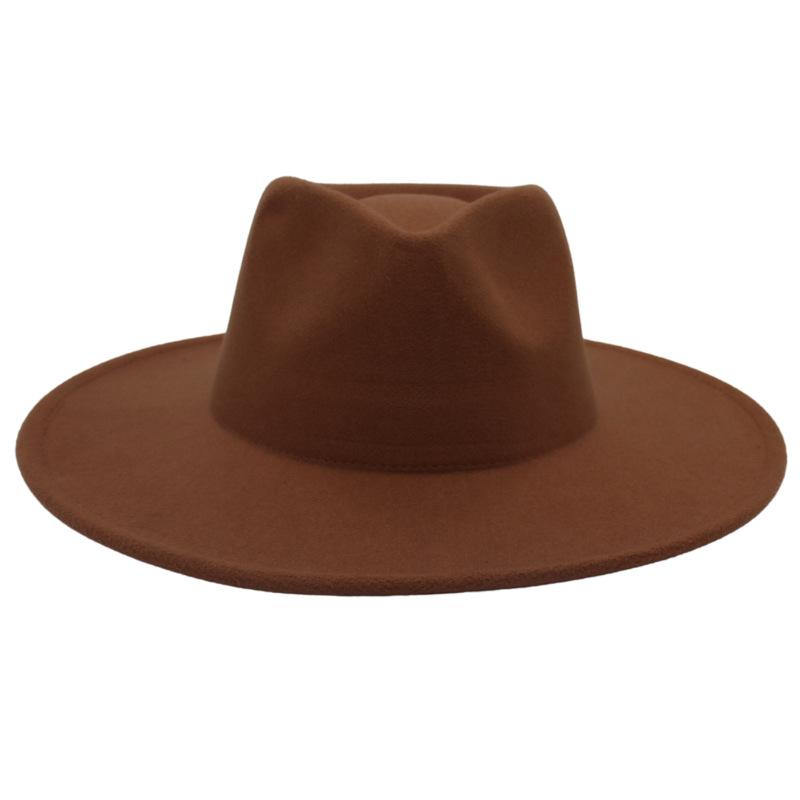 Женское пальто с цилиндром с широкими полями и шляпой, фетровая шляпа, однотонная кашемировая джазовая шляпа