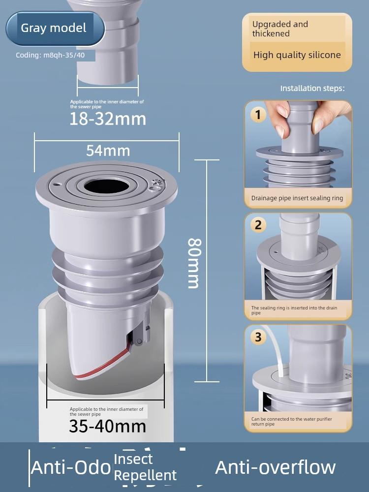 Anti-Odor Sealing Plug for Floor Drain, Bathroom Sewer Anti-Odor Device, Sink Drain Pipe Blocker