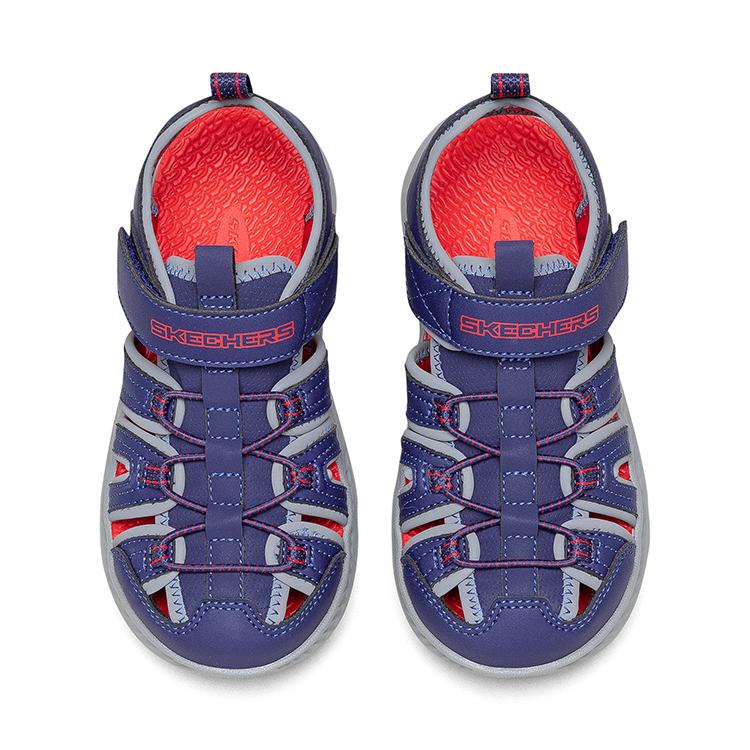 Skechers Летние Универсальные Прохладные Модные Удобные Для Улицы Спорта Повседневные Легко Надевать/Снимать Липучка Водные Сандалии Низкие Детские Сандалии Синий Красный 400041L-NVRD