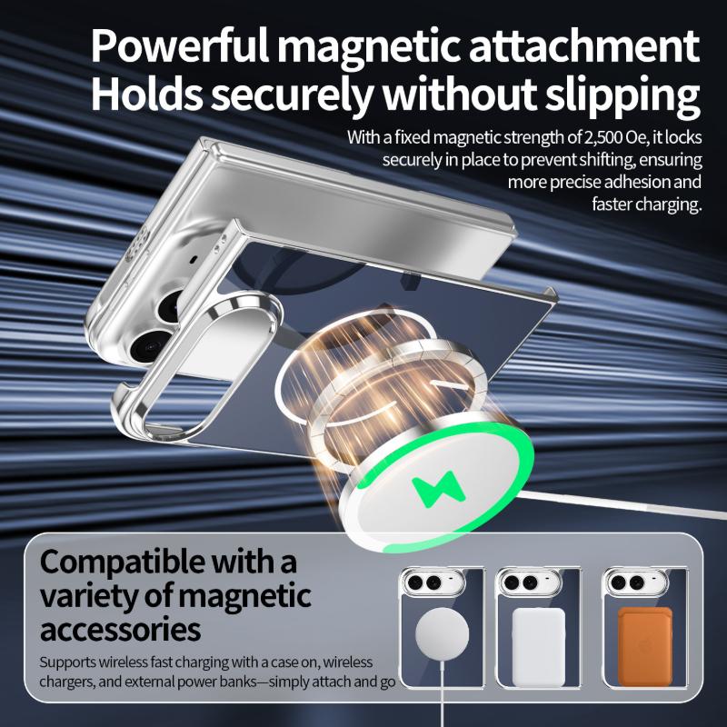 For iPhone Duo Case Magnetic Plated Glass Back Cover Foldable Phone Shockproof Protective Cover