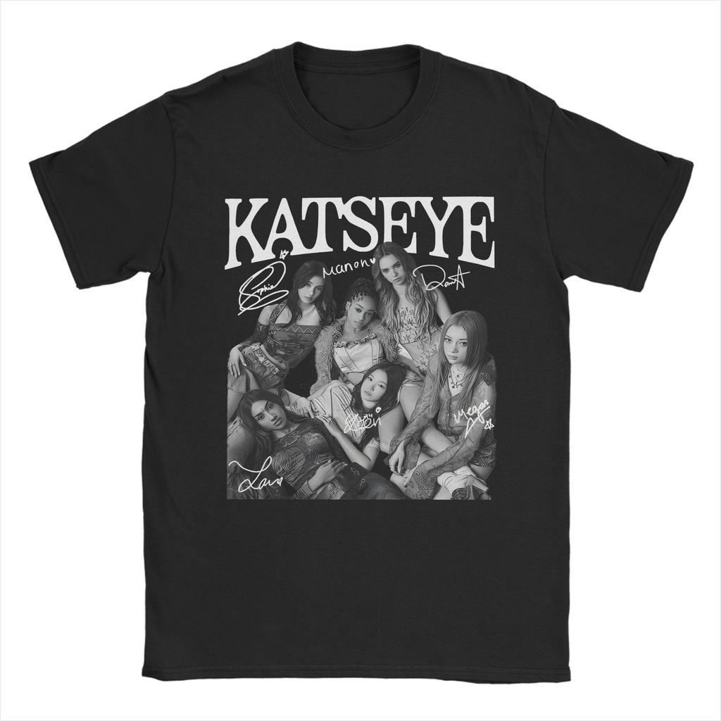 Novelty Katseye Kpop Idol TShirts Unisex Unisex Crew Neck Cotton T Shirt Beautiful Chaos Album Short Sleeve Tees Gift Idea Tops