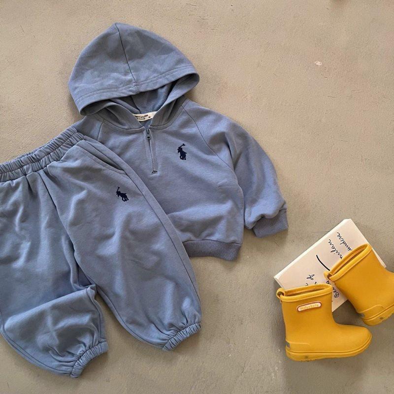 Boys' & Girls' Spring/Autumn Two-Piece Set: Zipper Sweatpants & Hooded Sweatshirt
