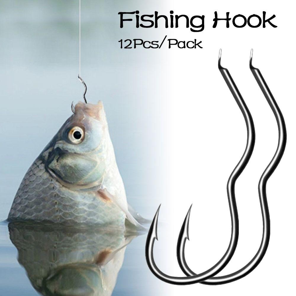 12Pcs/Pack High Carbon Steel Fishing Hook Sharp Barbed Automatic Flip Fishhook for Carp Fishing Tackles Accessories