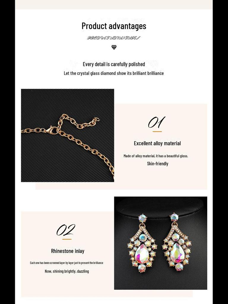 Комплект ожерелий с кристаллами в стиле ретро: Роскошные украшения для банкетов и особых случаев