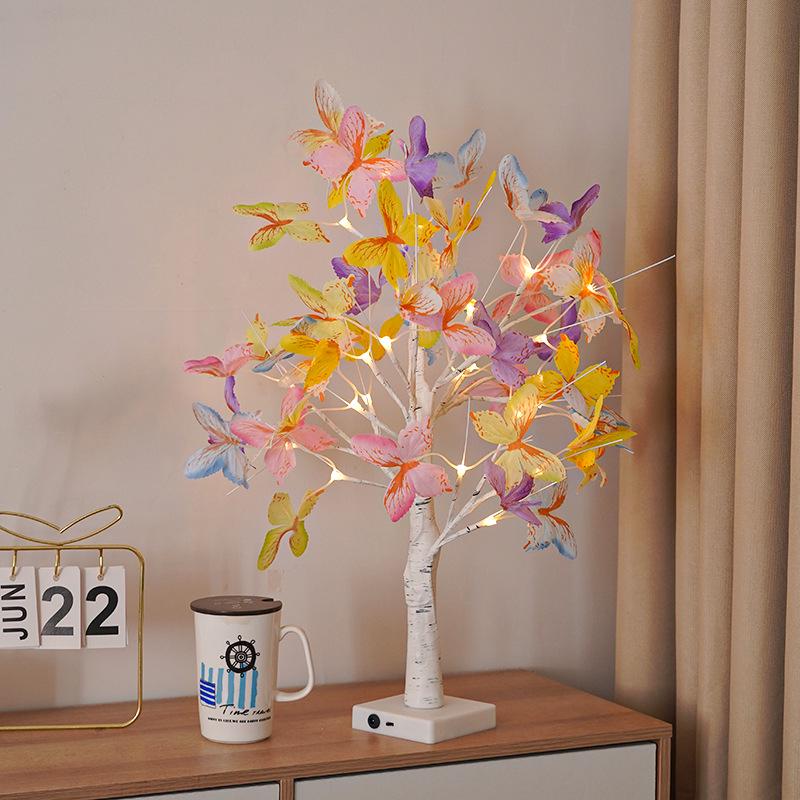 Colorful LED Butterfly Birch Tree Light - Christmas Decoration Ornament