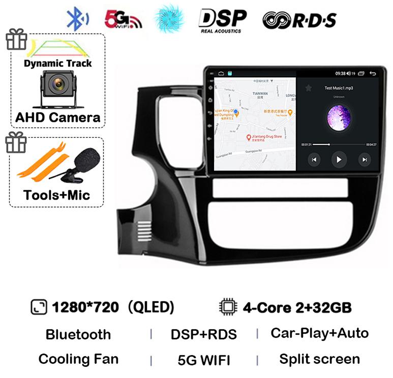 Android14 Carplay Автомагнитола для Mitsubishi Outlander 3 GF0W GG0W 2012-2018 Мультимедийный GPS-плеер Стерео 2din Головное устройство DSP