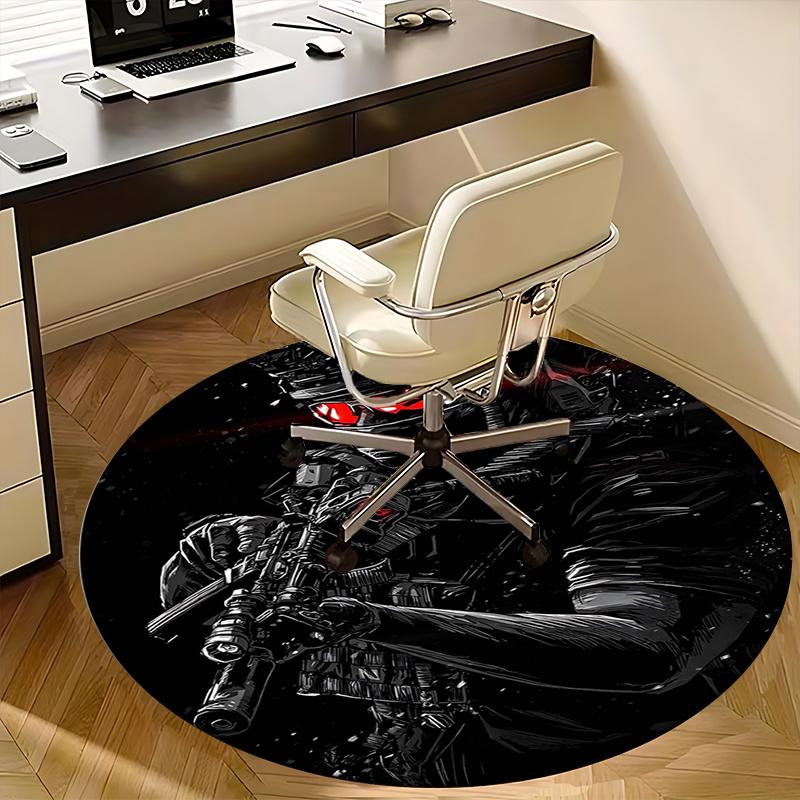 Black Powder Red Earth Chair mat Round Rug Office carpet, Non slip, Suitable for Living Rooms, Bedrooms Decor 1205575a
