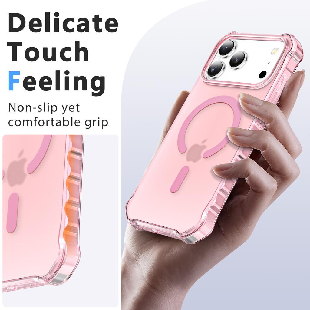 For iPhone 17 Pro Case Compatible with MagSafe Small Wavy Edge PC+TPU Phone Cover