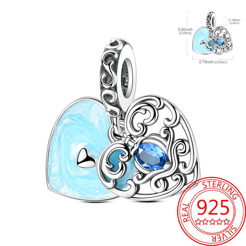 Медные Блестящие Розовые Подвески-Шармы в Форме Сердца Подходят для Оригинального Браслета для Женщин Ювелирные Изделия в Подарок на День Святого Валентина