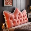 "Princess-Style Crown Bed Cushion: Soft Fabric Backrest for Bedroom or Tatami"